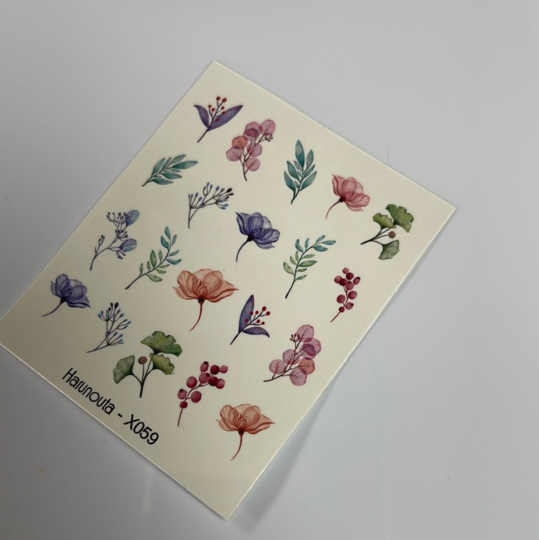 Sticker water transfer Flores colores pasteles